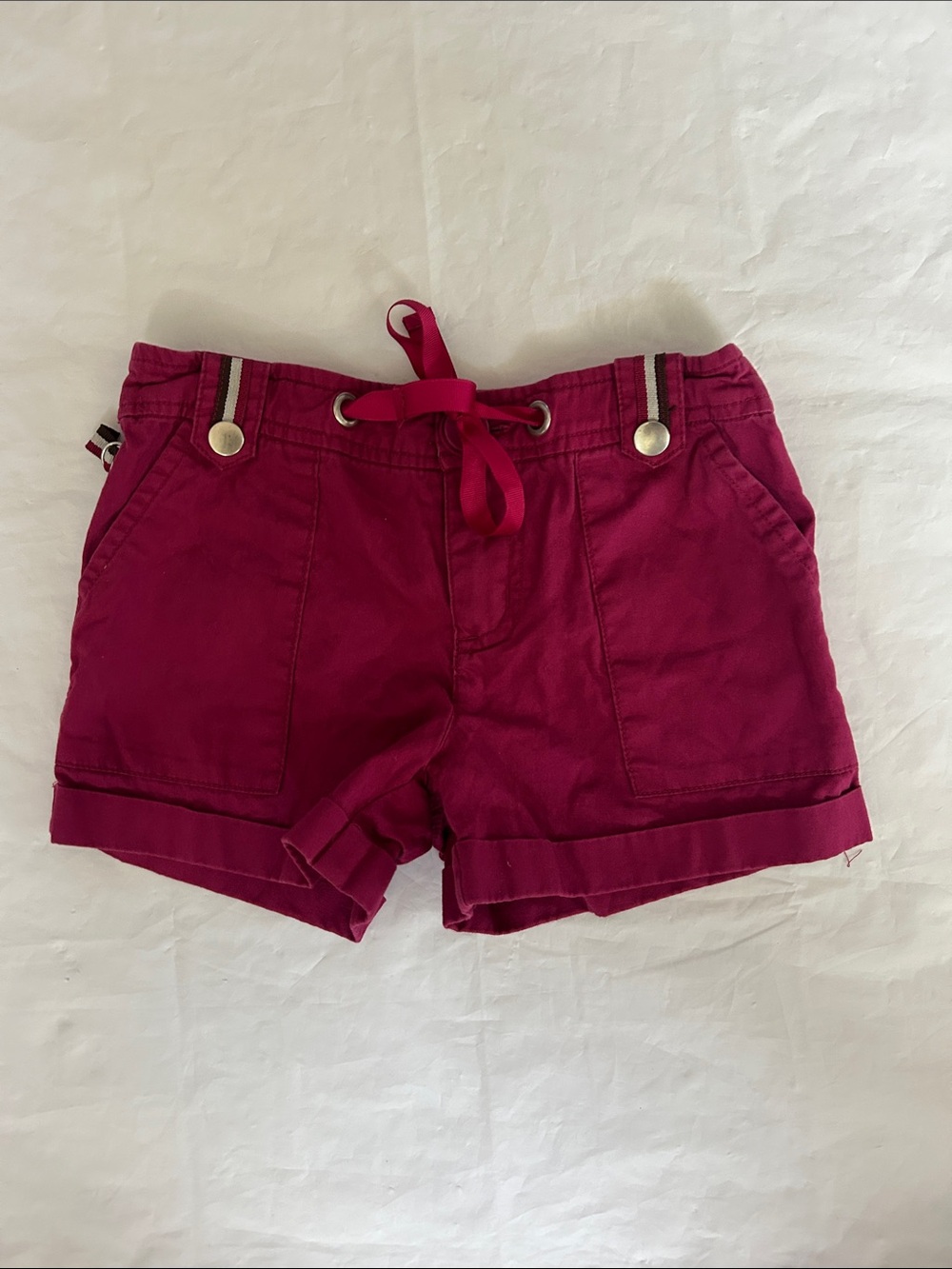 Girls' Magenta Drawstring Cotton-Blend Shorts